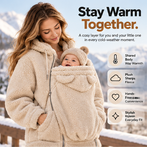 Kleafi™ WarmNest — Mom & Baby Sherpa Hoodie
