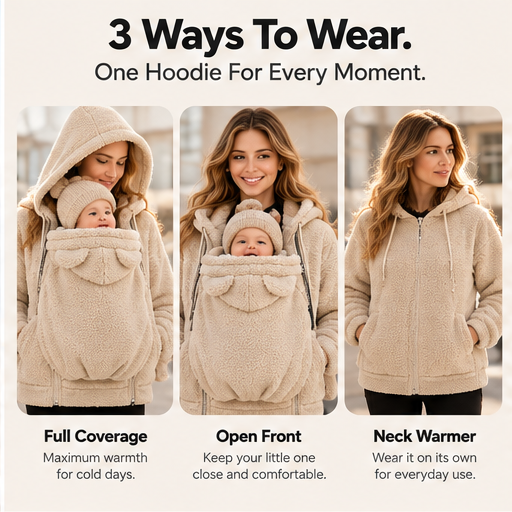 Kleafi™ WarmNest — Mom & Baby Sherpa Hoodie
