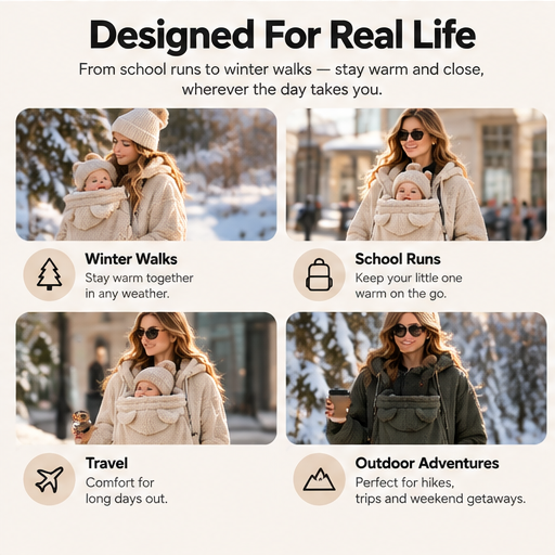 Kleafi™ WarmNest — Mom & Baby Sherpa Hoodie