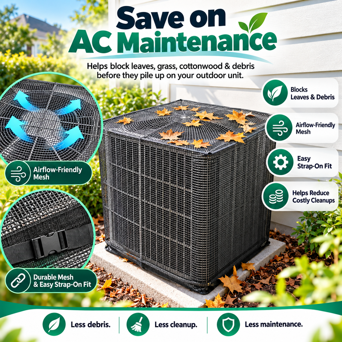 Kleafi™ BreezeGuard — Outdoor AC Protection Cover