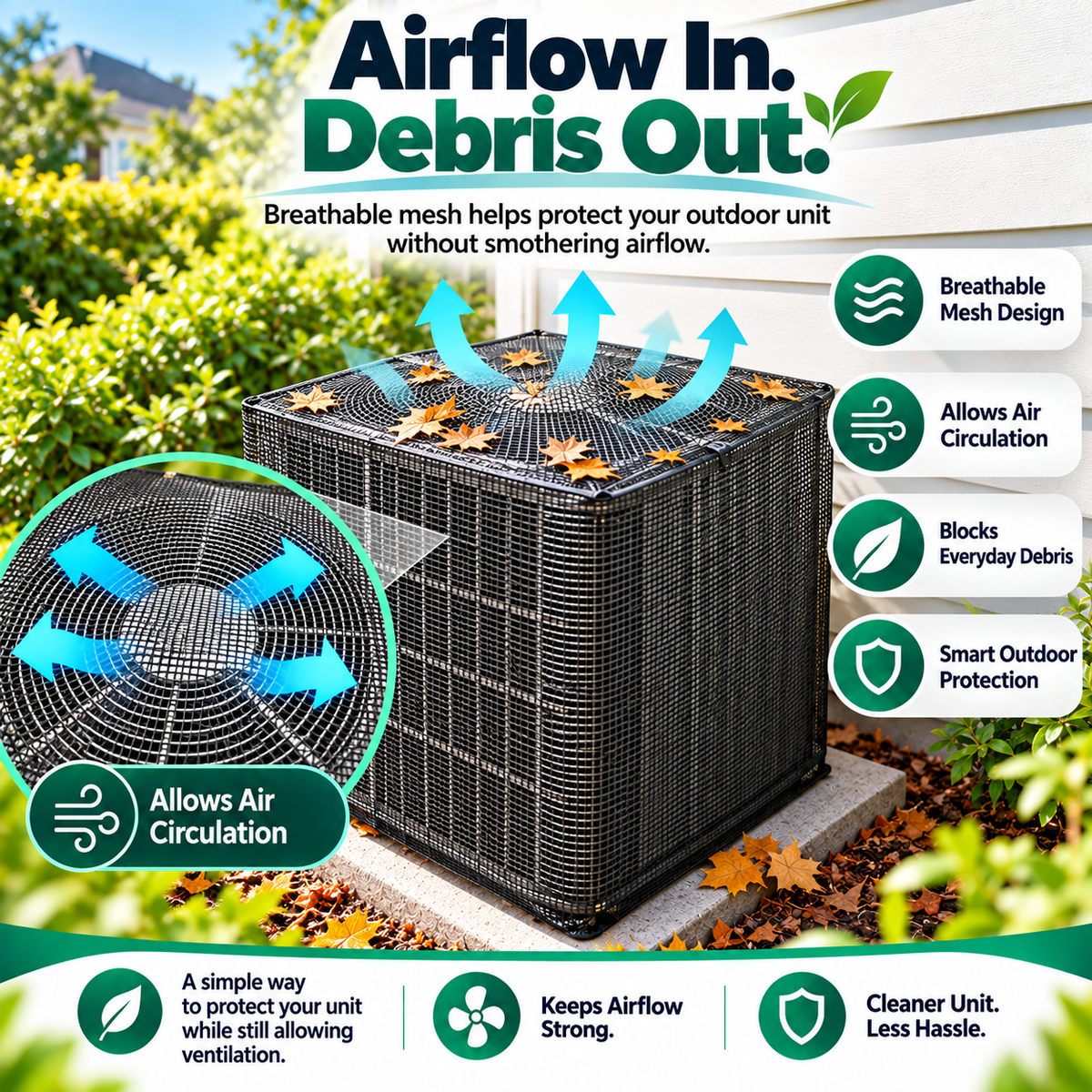 Kleafi™ BreezeGuard — Outdoor AC Protection Cover