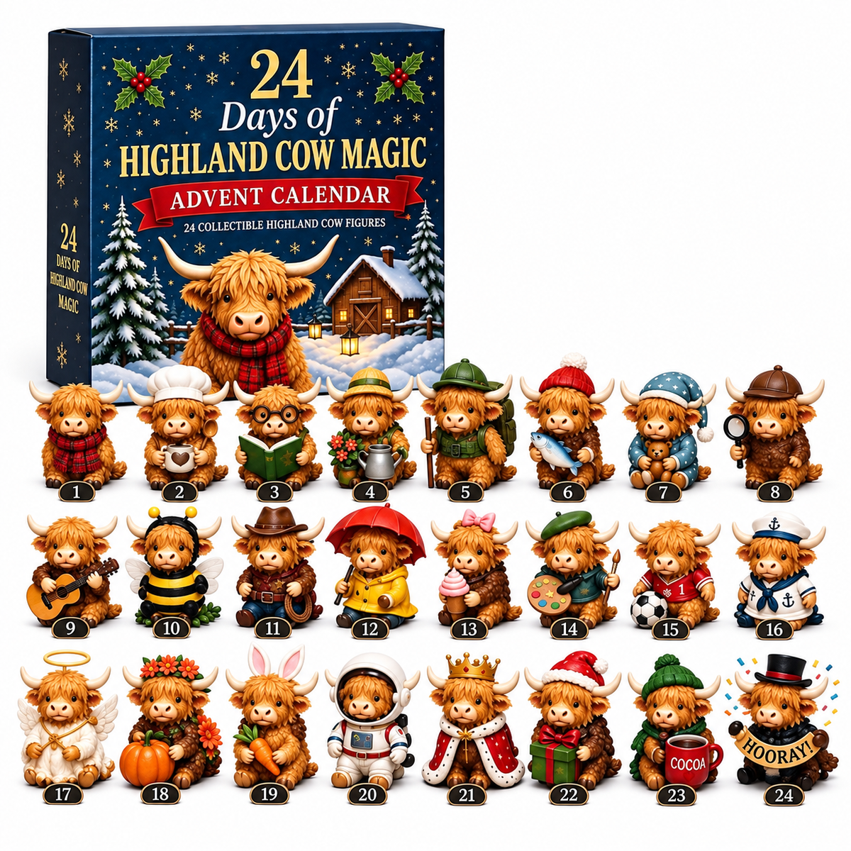 MooMerry™ — 24-Day Highland Cow Christmas Advent Calendar