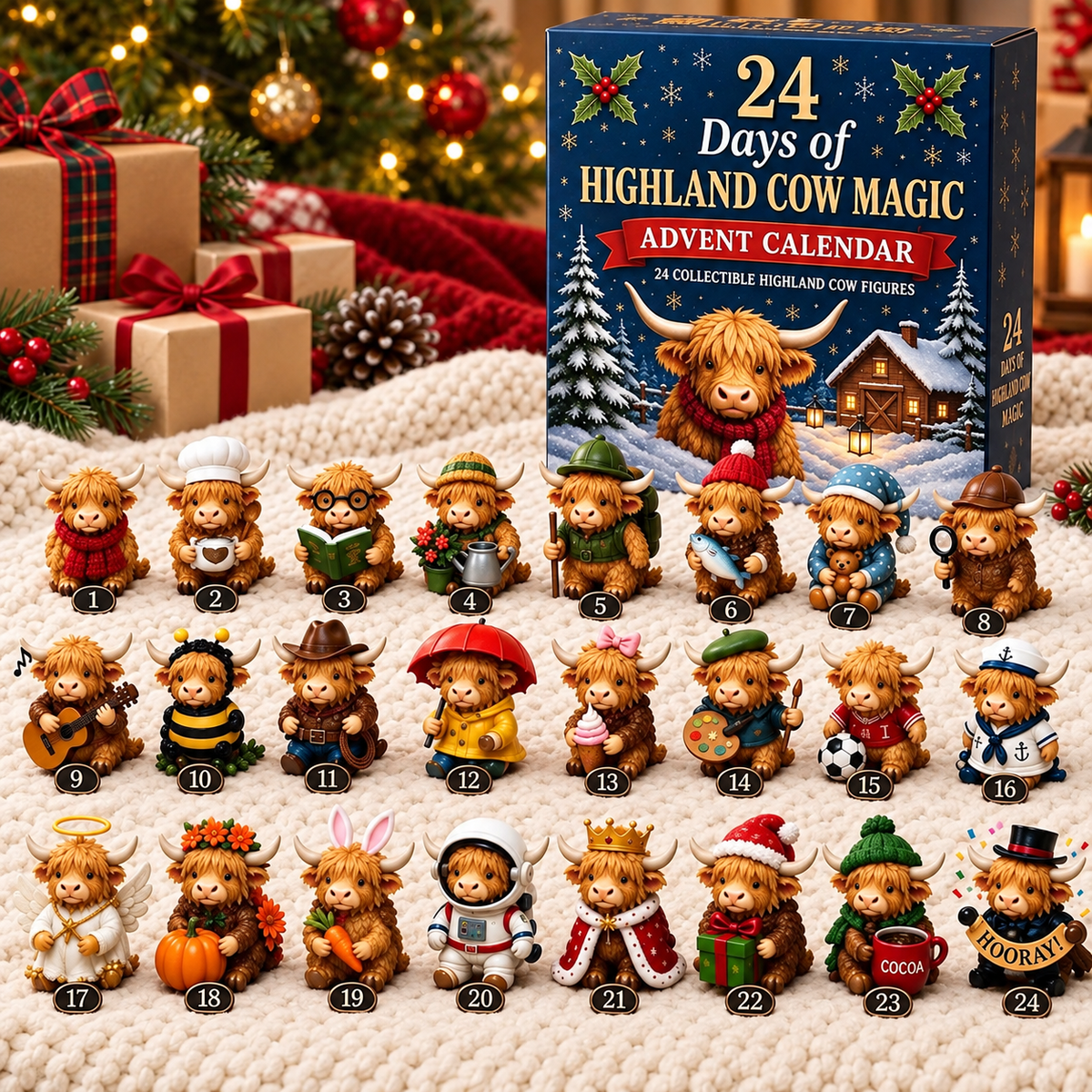 MooMerry™ — 24-Day Highland Cow Christmas Advent Calendar